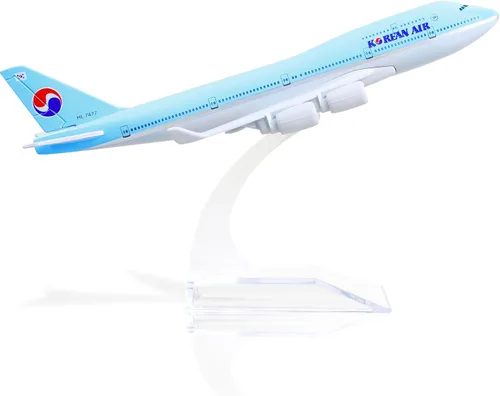 747 Kit de Modelo de Avión Coreano-1/400 Modelo de Aviones de Metal Fundido a Presión con Soporte (6 pulgadas) Avión Boeing 747 Regalos para