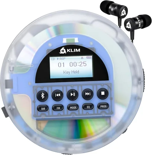 Miniatura 9 de KLIM Nomad Transparente Azul - Reproductor de CD portátil Walkman con batería de larga duración - Incluye auriculares - Discman reproductor de MP3