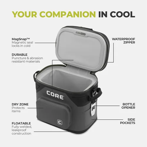 Miniatura 6 de CORE - Bolsa de enfriador suave a prueba de fugas magnética con cremallera impermeable Bolsa aislada enfriador portátil Mejor enfriador suave