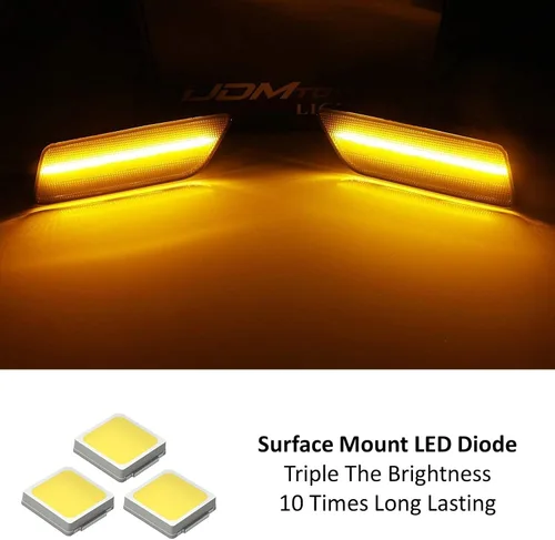 Miniatura 2 de iJDMTOY Kit de Luces Marcadoras Laterales de Parachoques LED Completas de Lente Transparente y Ámbar Compatible con Porsche Macan 2014-2024