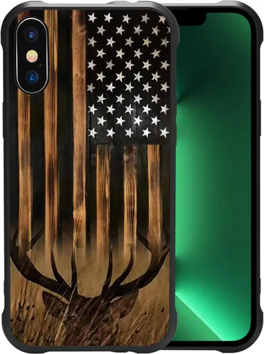 Miniatura 50 de Funda con diseño de ciervo y bandera estadounidense para iPhone 11 Pro Max - Funda protectora de poliuretano termoplástico resistente, antiarañazos