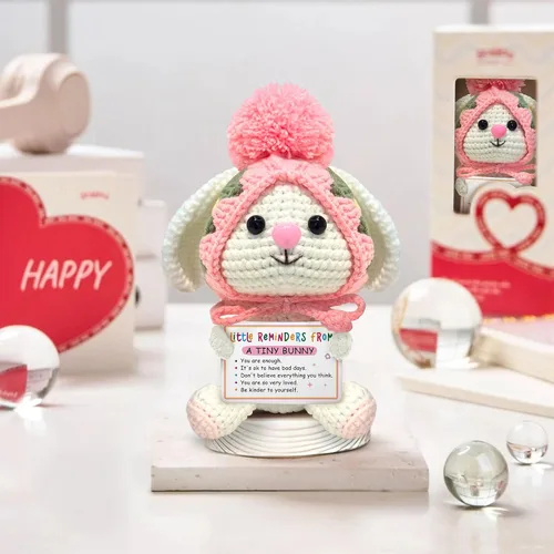 Miniatura 9 de Gossby Regalo inspirador para mujeres, ganchillo positivo de conejito, Navidad, cumpleaños, regalo de energía positiva, mamá, compañera de trabajo