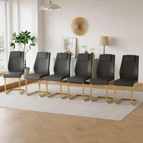 Miniatura 37 de gopop Juego de 4 sillas de comedor, modernas sillas de cocina y comedor con patas de metal galvanizado, sillas laterales tapizadas para comedor
