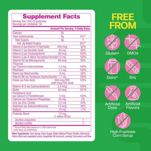 Miniatura 2 de Culturelle® Probióticos + multivitamínicos para mujer, apoya la salud digestiva e inmunológica, biotina y selenio para un cabello, piel, uñas