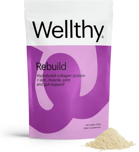Wellthy Polvo de proteína de péptidos de colágeno – Colágeno hidrolizado alimentado con pasto para el crecimiento del cabello, piel, uñas, intestino