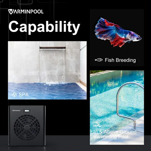 Miniatura 9 de Bomba de calor para piscina sobre el suelo de 16000 BTU, calentador de piscina para 5400 galones, control inteligente WiFi, intercambiador de calor
