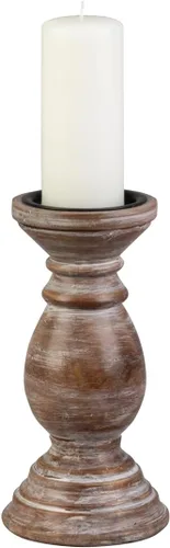 Miniatura 9 de Biedermann & Sons Portavelas de pilar de madera lavada, blanco, 6 pulgadas de alto, se adapta a velas de pilar de hasta 3 pulgadas, soporte de velas
