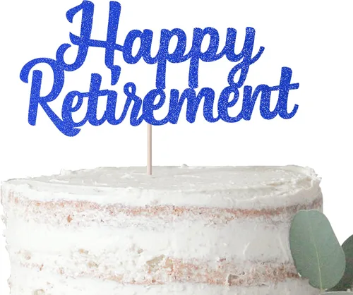 Miniatura 8 de Rsstarxi 1 paquete de decoración para tartas con purpurina dorada de despedida de Tensión, Hello Pension Cake Pick Happy Retirement Cake Decor