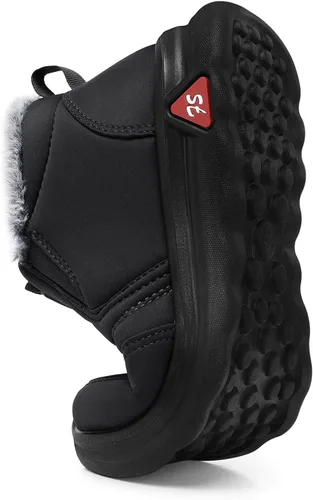 Miniatura 5 de SHIBEVER Botas de nieve de invierno para mujer botas de tobillo con forro de piel cálida negra y cómodas e impermeables para exteriores