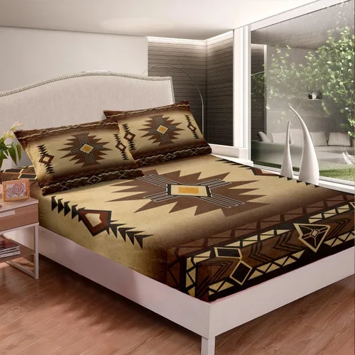 Miniatura 21 de Homewish Western Fitted Sheets Twin Size (No Flat),Retro Country Tribal Bedding Set 2Pcs,Kids Girls Boys Room Decor,Southwest Aztec Stripes Bed
