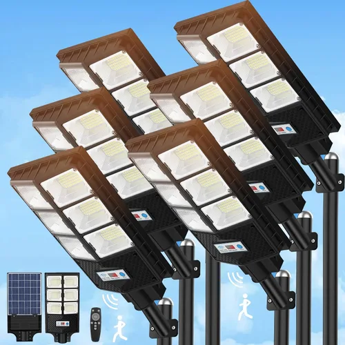 Miniatura 7 de VUAA Paquete de 2 luces solares de calle para exteriores, impermeables, 6500K 10000LM, luces LED solares para exteriores del atardecer al amanecer