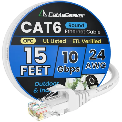 Miniatura 35 de Cable Ethernet Cat 6 de 100 pies, para interiores y exteriores, red de Internet de alta velocidad de 10 Gbps, cable de conexión Ethernet plano
