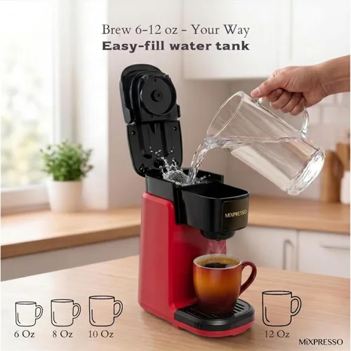 Miniatura 3 de Mixpresso Cafetera de una sola taza, cafetera personal de una sola porción, compatible con cápsulas individuales, tecnología de preparación rápida