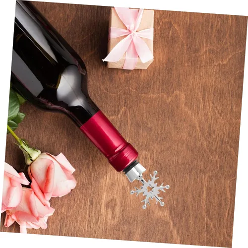 Miniatura 6 de NOLITOY Decoración de corona, 4 tapones para botellas de vino, corcho, copo de nieve, copos de nieve, tapones para botellas de vino, tapones