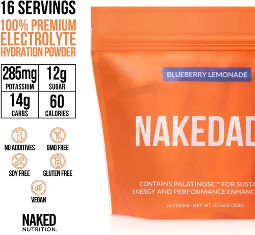 Miniatura 3 de Nakedade Blueberry Lemonade - Polvo de bebida deportiva que mejora el rendimiento, polvo de electrolitos, sin OMG ni edulcorantes artificiales, sin