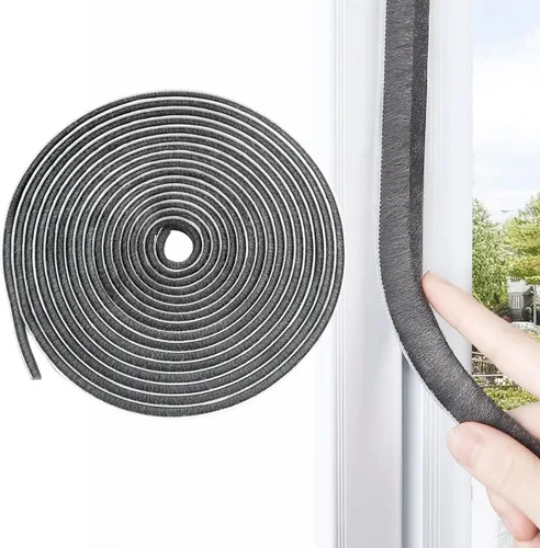 Burlete de Cepillo de 33 Pies para Puerta y Ventana, Tira de Sellado Autoadhesiva, Burlete de Pelo Ordenado Contra Corrientes de Aire,
