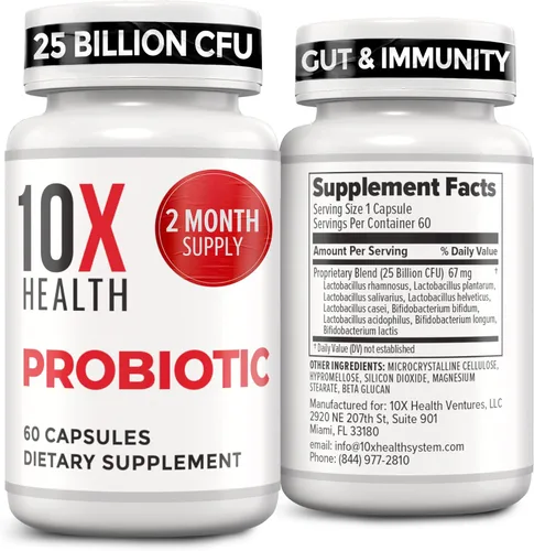 10X Health Probióticos para hombres – 60 cápsulas de suplemento de apoyo inmunológico y probióticos para la salud digestiva con Lactobacillus