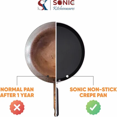 Miniatura 7 de Sonic Kitchenwares - Sartén antiadherente para crepas de 12 pulgadas, revestimiento antiadherente saludable para Roti Egg Tortilla Tawa Dosa, sartén