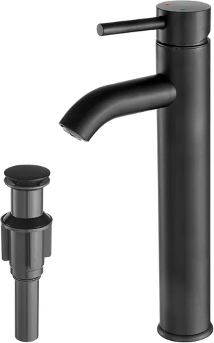 VOTON Grifo de Fregadero de Recipiente Cromado Moderno Grifo de Baño Alto de Una Sola Manija con Un Agujero para Lavabo de RV Grifo de Lavabo de