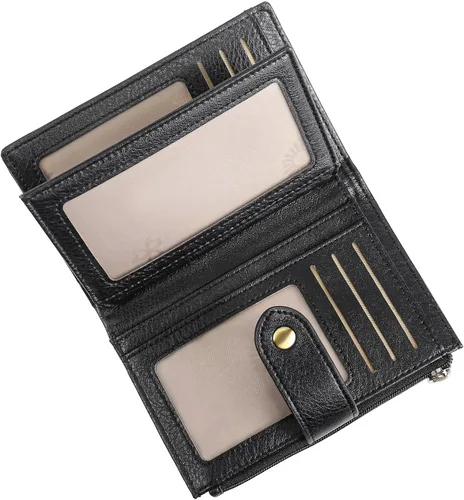 Miniatura 18 de FALAN MULE Cartera pequeña para mujer, de piel, plegable, compacta, pequeña, con bloqueo RFID, amarillo, antiguo (Antique Yellow), Cartera Rfid