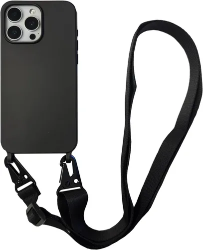 Funda cruzada para teléfono compatible con iPhone 15 Pro Max, bonita funda de silicona suave con cordón ajustable para el hombro, protector a prueba