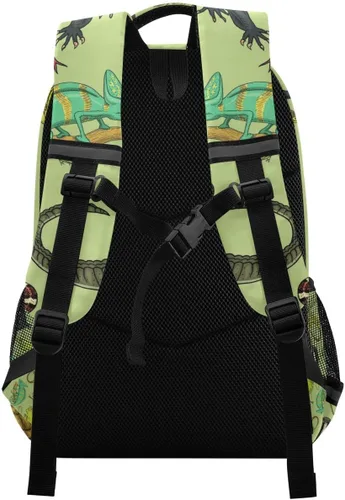 Miniatura 2 de Serpientes Lagarto Camaleón y Tortuga Animal Mochila con rayas reflectantes, mochila escolar para computadora portátil, mochila ligera