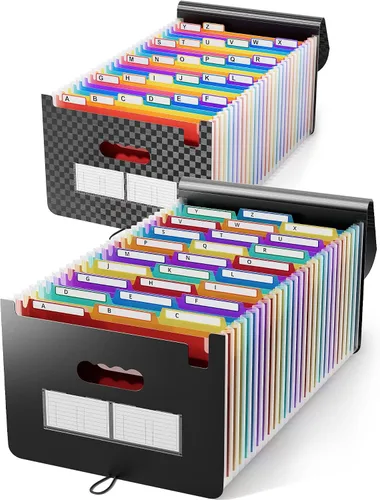 ABC life Organizador de archivos de acordeón de 26 bolsillos, organizador mensual de recibos, carpetas de archivos expansibles con pestañas