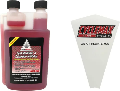 CYCLEMAX Un paquete para estabilizador de combustible e inhibidor de corrosión Honda 08732-3200 contiene una botella de 32 onzas y un embudo