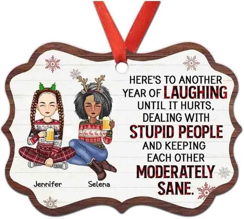 Miniatura 36 de Adorno personalizado con texto en inglés «Best Friend are Hard to Find Because The Very Best is Already Mine», adorno de Navidad personalizado 2023