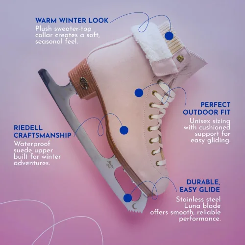 Miniatura 3 de Riedell Ember Patines de Hielo Recreativos para Mujeres y Hombres - Patines de Figura Cómodos de Cuero de Gamuza con Suelas Exteriores Ligeras