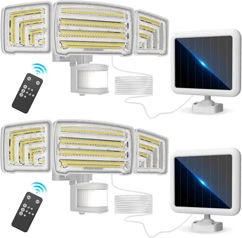 Miniatura 8 de Energetic - Luces solares para exteriores, 1800 lm, 192 luces LED de seguridad con sensor de movimiento con control remoto, reflector impermeable