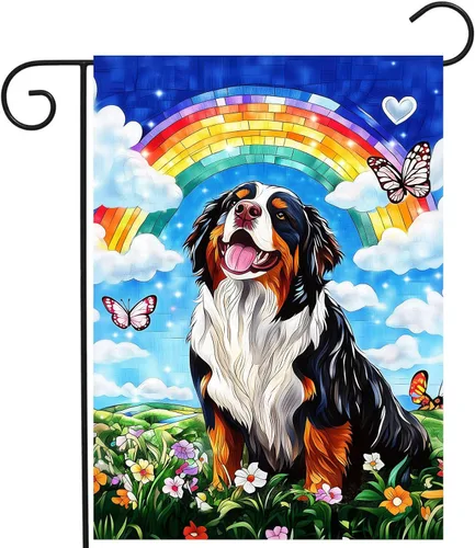Miniatura 8 de Bandera floral de jardín Golden Retriever para jardín, banderas de bienvenida para exteriores de 12 x 18 pulgadas, bandera de perro de flores