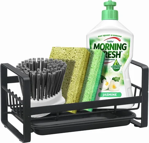 Soporte de esponja de cocina para fregadero, organizador de fregadero de cocina, escurridor de bandeja de fregadero, trapos de platos, cepillo de