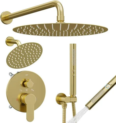 Miniatura 31 de Shower Faucet Set Brushed Nickel Shower System, Dual Head Shower Set STARBATH 12'' Ceiling Mount and 6''Wall Mount Rainfall Shower Systems with