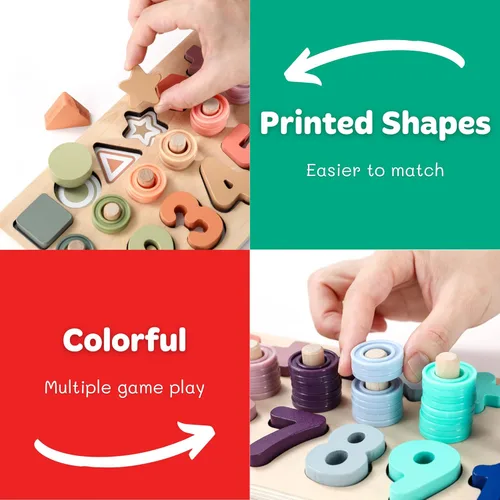 Miniatura 5 de GeroCrew Juguetes Montessori para niños pequeños enseñan números, contar, matemáticas, apilar, divertido aprendizaje preescolar se activa para niños