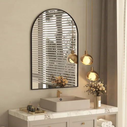 Miniatura 3 de Giftgarden - Espejo arqueado negro de 20x30 pulgadas, espejo de baño arqueado montado en la pared con marco de aluminio para tocador, polvo