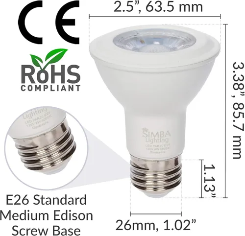 Miniatura 2 de Simba Lighting Bombilla LED PAR20 de 6 W 38 grados regulable (paquete de 6 unidades) para lata empotrada de interior, campana extractora y exterior