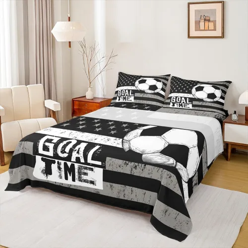 Miniatura 40 de Erosebridal Juego de sábanas de la bandera estadounidense tamaño individual, juego de sábanas de hockey para niños y adolescentes, juego deportivo