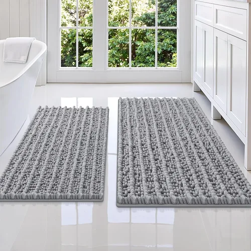 Miniatura 43 de Smiry Juego de 2 alfombras de baño, suaves y absorbentes, parte trasera de goma antideslizante, lavables a máquina, juego de alfombras de baño