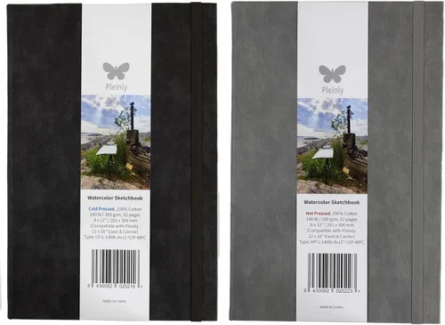 Miniatura 11 de Pleinly Cuaderno de bocetos de acuarela 100% algodón, prensa en frío, 8 x 12 pulgadas, grande, 140 libras (10.58 oz/m²), 26 hojas de retrato, papel