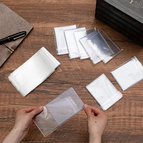 Miniatura 6 de AmazingSpark 300 bolsas resellables de equipo para tarjetas coleccionables de 35 a 130 puntos, fundas para tarjetas deportivas, fundas de plástico