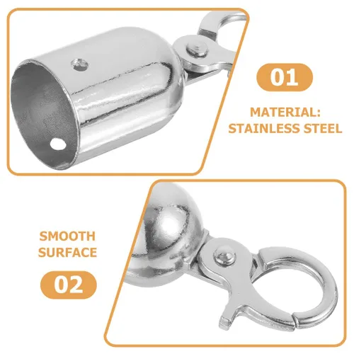 Miniatura 4 de Angoily 2 tapones de extremo de cuerda de acero inoxidable con gancho a presión, clips de mosquetón resistentes para accesorios de cuerda