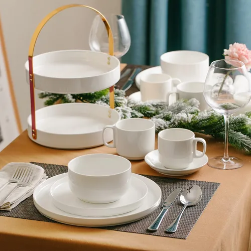 Miniatura 7 de Brew To A Tea - Platos de postre de porcelana blanca, juego de 6, 8.2 pulgadas, platos pequeños para aperitivos, ligeros, duraderos, aptos