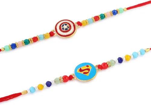 Miniatura 3 de Set of 2 SuperHero's Rakhi for Brother with Raksha Bandhan Greeting Card Roli Chawal Tika - Raksha Bandhan Rakhi for Small Brothers Rakhi for