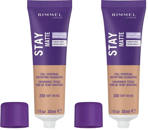 Miniatura 10 de Rimmel London Stay Matte Liquid Mousse - 305 Buff - Base, ligera, control del brillo, sin aceite, 1 oz