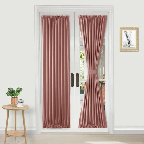 Miniatura 134 de DWCN Cortinas para puerta francesa: cortina térmica con bolsillo para barra para puertas con ventana de vidrio, puertas de cocina y patio