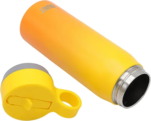 Miniatura 2 de BUILT Botella de acero inoxidable aislada al vacío de doble pared con tapa con pajilla, 20 onzas de boca ancha, teñido anudado de anochecer