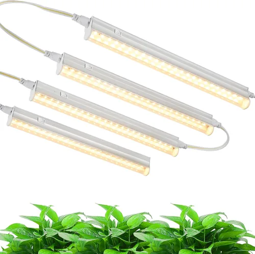 Hywyimlait Luz de cultivo de plantas de interior de 1 pie, luz solar de espectro completo, lámpara de cultivo T5 con interruptor lateral, bombilla