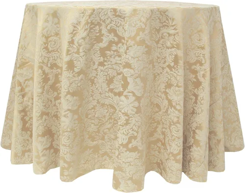 Ultimate Textile - Paquete de 5 manteles redondos de damasco Miranda de 120 pulgadas - Tejido jacquard, marfil champán crema