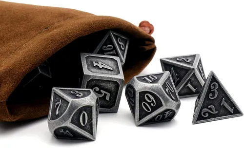 Miniatura 6 de Juego de dados de metal, dados poliédricos D&D para Dungeons and Dragons RPG DND, dados para juegos de rol, MTG, juegos de mesa, Shadowrun Plata